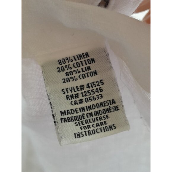 Habitat Size XL Linen Blend Coquette Minimalist Vacation Summer Blouse White - Picture 5 of 7